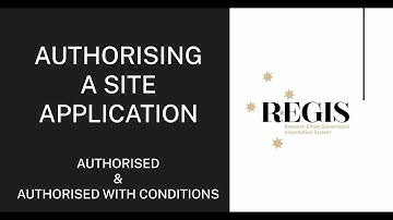 Authorising a Site Application in REGIS