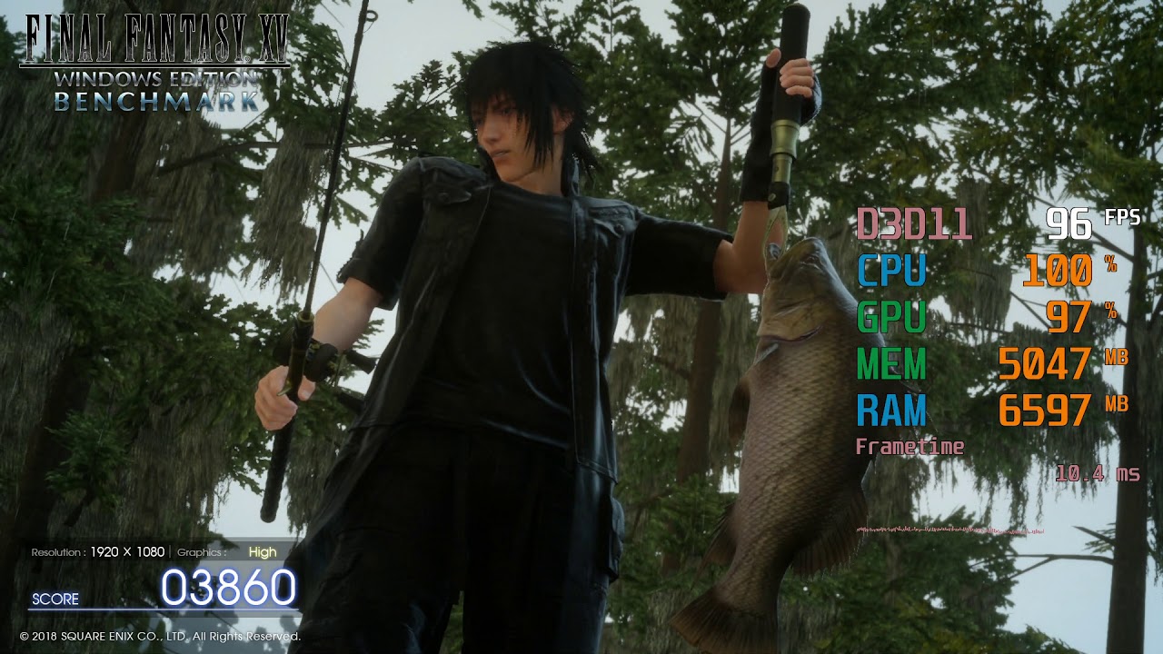 GeForce RTX 2060 -- Intel Core i5-4690K -- FINAL FANTASY XV FFXV FPS Test