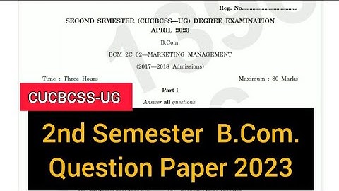MARKETING MANAGEMENT           |         2nd Sem  B.Com.  Question Paper 2023  #calicut #university