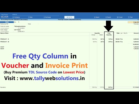 TDL Source Code of Free Qty Column in Voucher and Invoice Print (Quick Download TDL Source Code Text File after Payment Done)