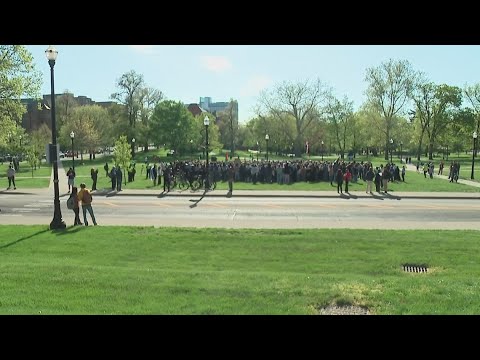 Hundreds gather on Ohio State campus protesting Israel-Hamas war
