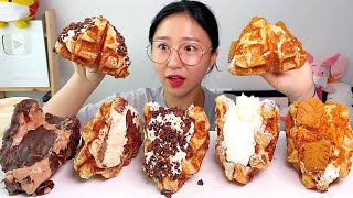 'Knotted Donuts' Nutella Pig bar Rotus Milk Tiramisu Sand Croffles Eating Show. Dessert Mukbang