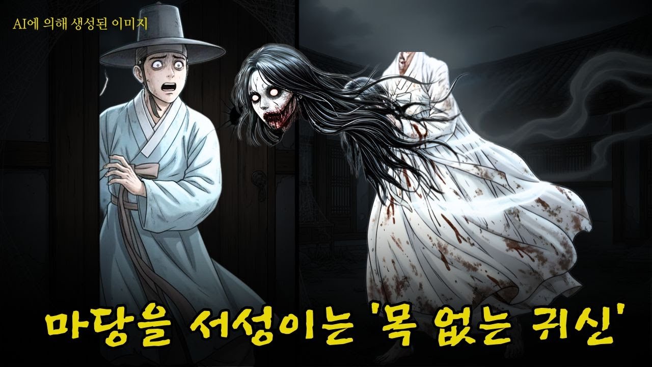 (| 무섭지 않은 공포 실화 |야담 |민담 )산속 흉가에서 하룻밤을 묵던 선비가 문풍지에 구멍을 뚫고 밖을 내다보다가 마당을 서성이는 목 없는 여귀와 눈이 마주친 순간 | 스릴러