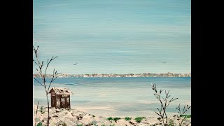 Peindre un paysage facilement à la peinture acrylique  &quot;la cabane au bord du lac&quot;