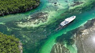 Navigating a 40 ft Boat in inches of water  Fishing in Key West Florida