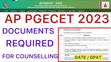 AP PGECET 2023 COUNSELLING REQUIRED DOCUMENTS | PGECET CERTIFICATES REQUIRED
