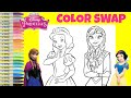 Disney Princess Coloring Book Page Color Swap Snow White and Anna