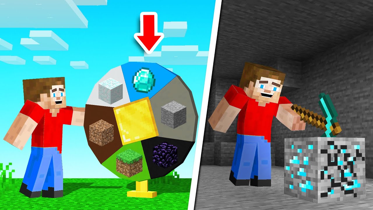 SPIN WHEEL = What COLOUR BLOCK You MINE! (Minecraft) - YouTube