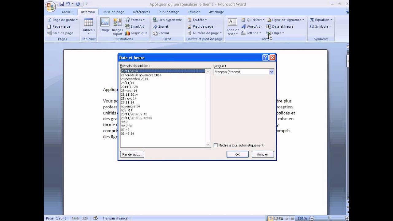 Cours et Formation Bureautique Microsoft Word Leçon 9 insertion