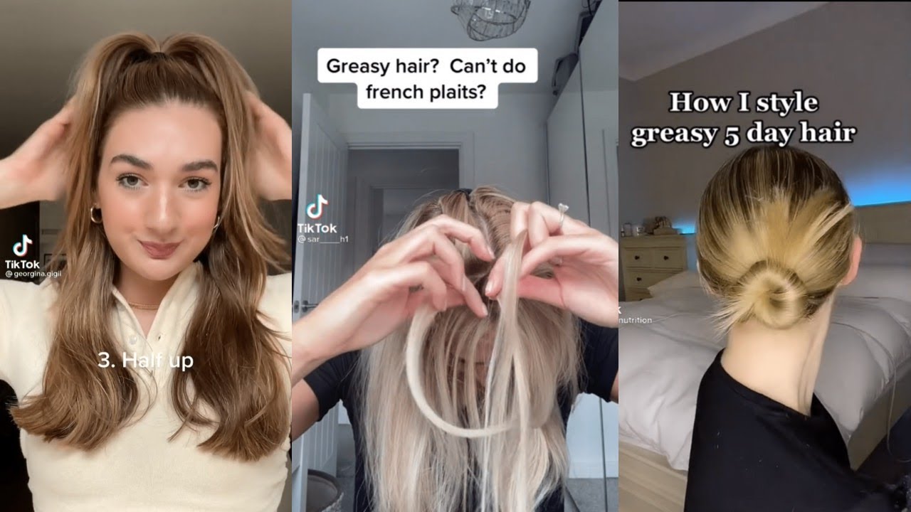 3 Quick And Easy Hairstyles For Greasy Hair - YouTube