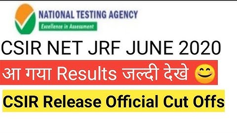 CSIR NET JRF JUNE 2020 cut offs |CSIR NET Result |CSIR NET JRF JUNE 2020