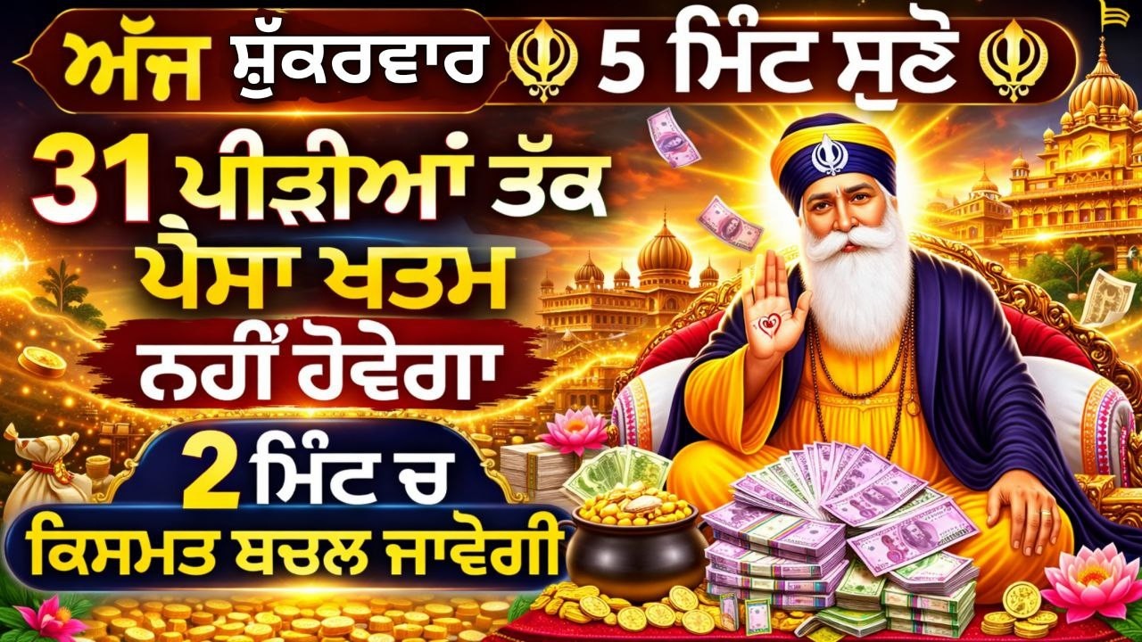 ਅੱਜ ਸ਼ੁੱਕਰਵਾਰ ☬ 5 ਮਿੰਟ ਸੁਣੋ।ਘਰ ਵਿੱਚ ਪੈਸਾ ਹੀ ਪੈਸਾ ਆਵੇਗਾ।#hukamnama #gurbani #shabadvvvvv
