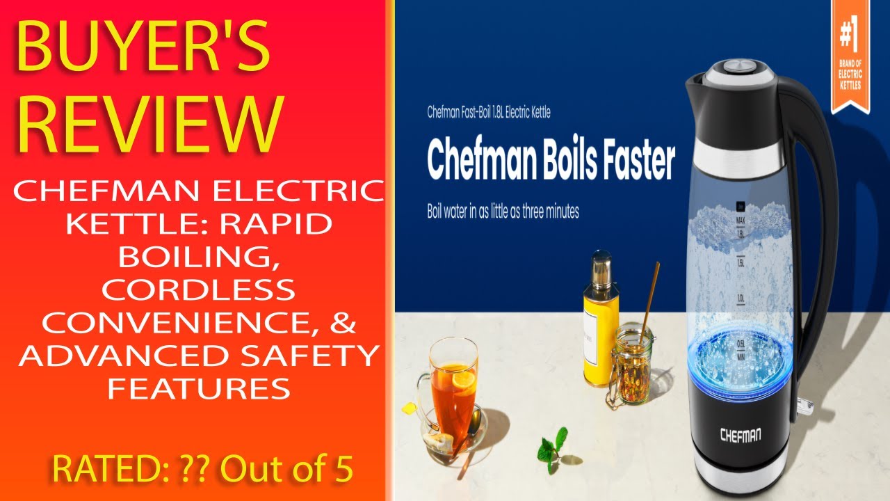 Chefman Electric Kettle: Rapid Boiling, Cordless Convenience, & Advanced Safety Features