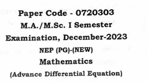 Advance Differential Equation M.A. /M.Sc. 1stsem| #PYQ Maa Shakumbhari university | Mathematics 2023
