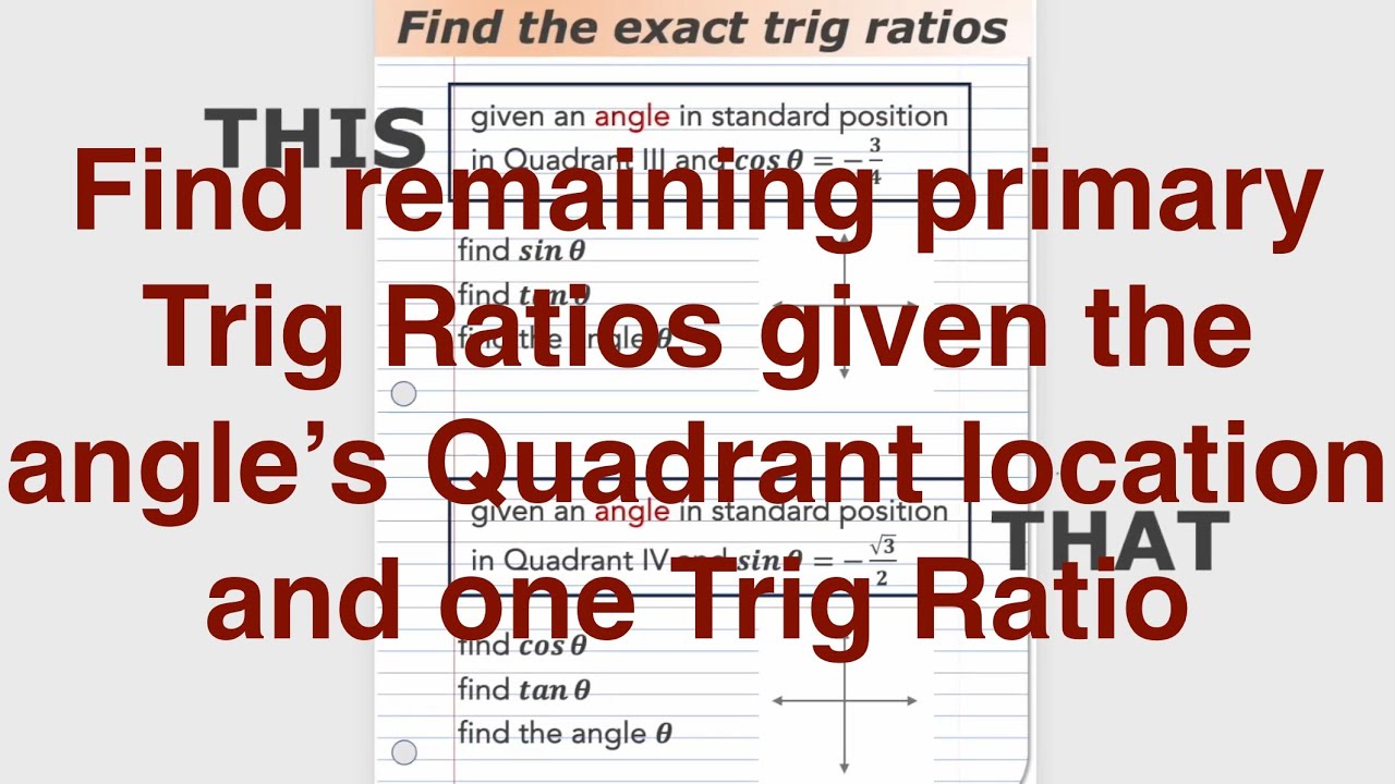 Find the exact trig ratios without using a special triangle versus ...