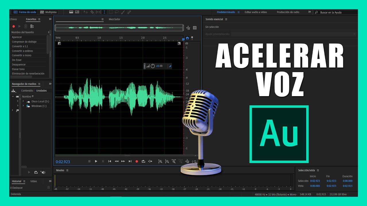 Cómo Acelerar La Voz en Adobe Audition - Aumentar Velocidad - Sin