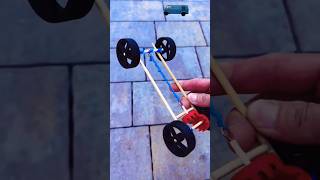 DIY Rubber Band Powered Car | Engineering for Beginners #handmade #4wheel