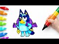 Bluey 💙 Family Drawing &amp; Coloring for Kids | Easy Happy Art Time 🖍️ Fun Learning