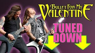 what if bullet for my valentine tuned down?! drop tuned guitar riffs drop g 7 string ibanez