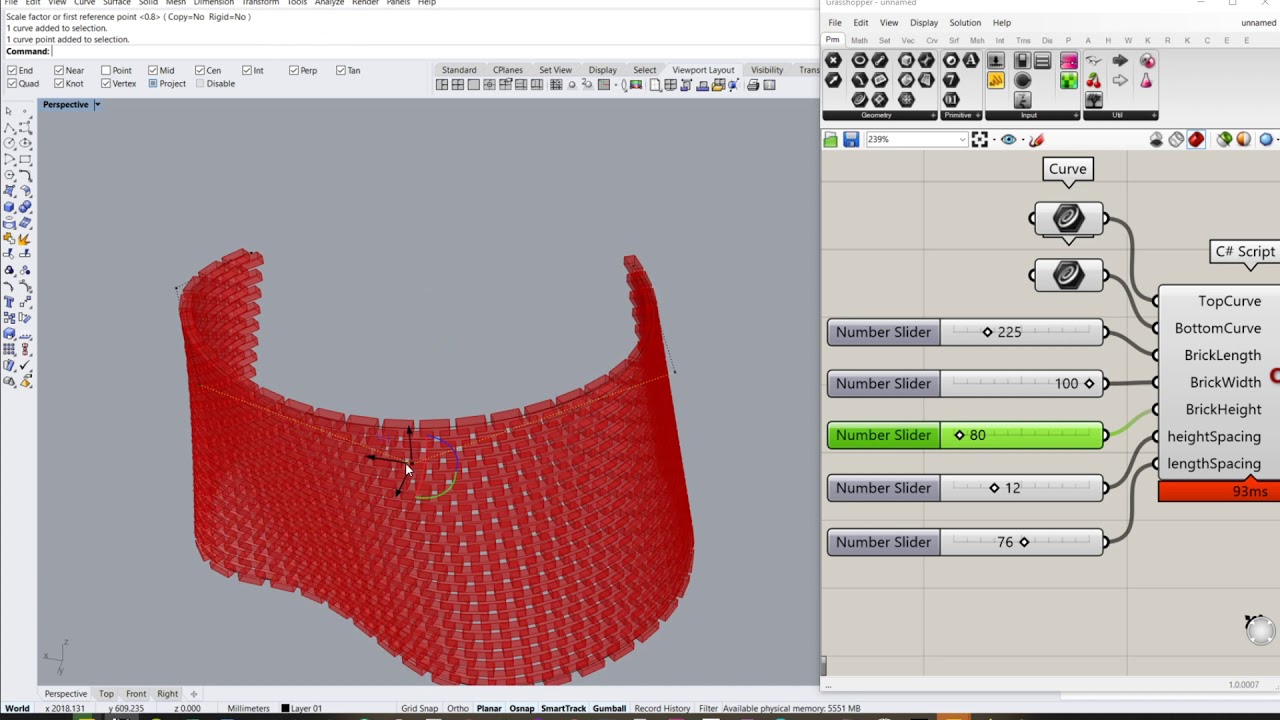 C# Simple parametric brick wall in Grasshopper 3D - YouTube