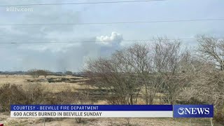 Hundreds of acres burned in Beeville on Sunday
