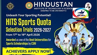 Sports Quota Admission For Hindustan Institute Of Technology And Science 2026