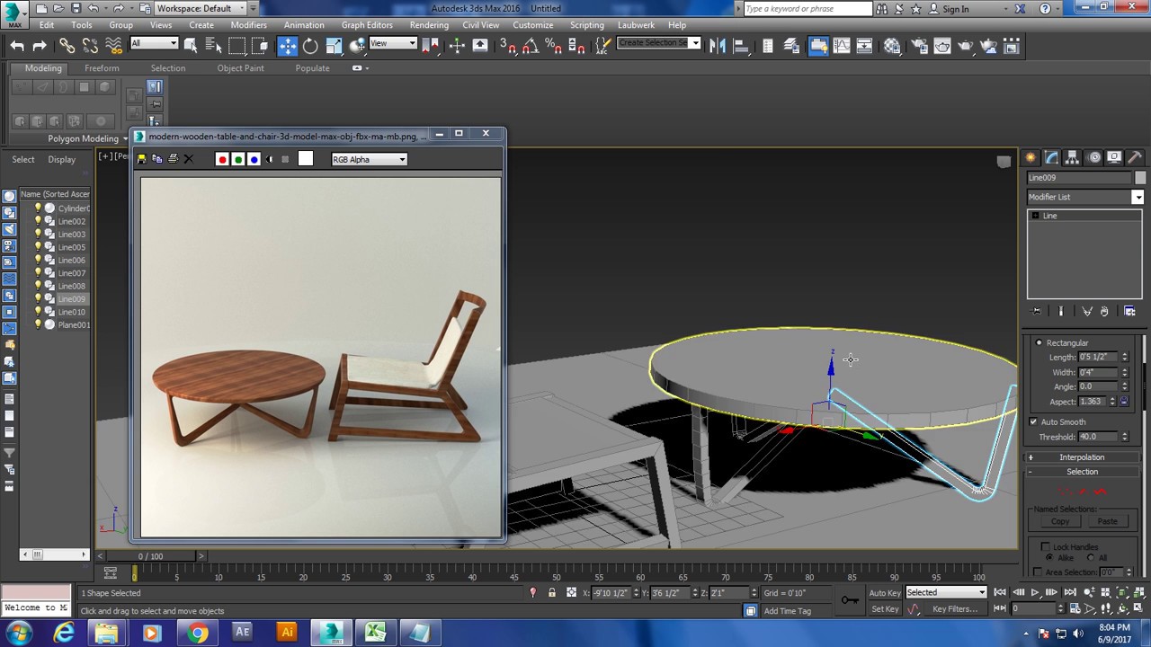 Tutorial on Modeling a stylish table and chair in 3dsmax. - YouTube
