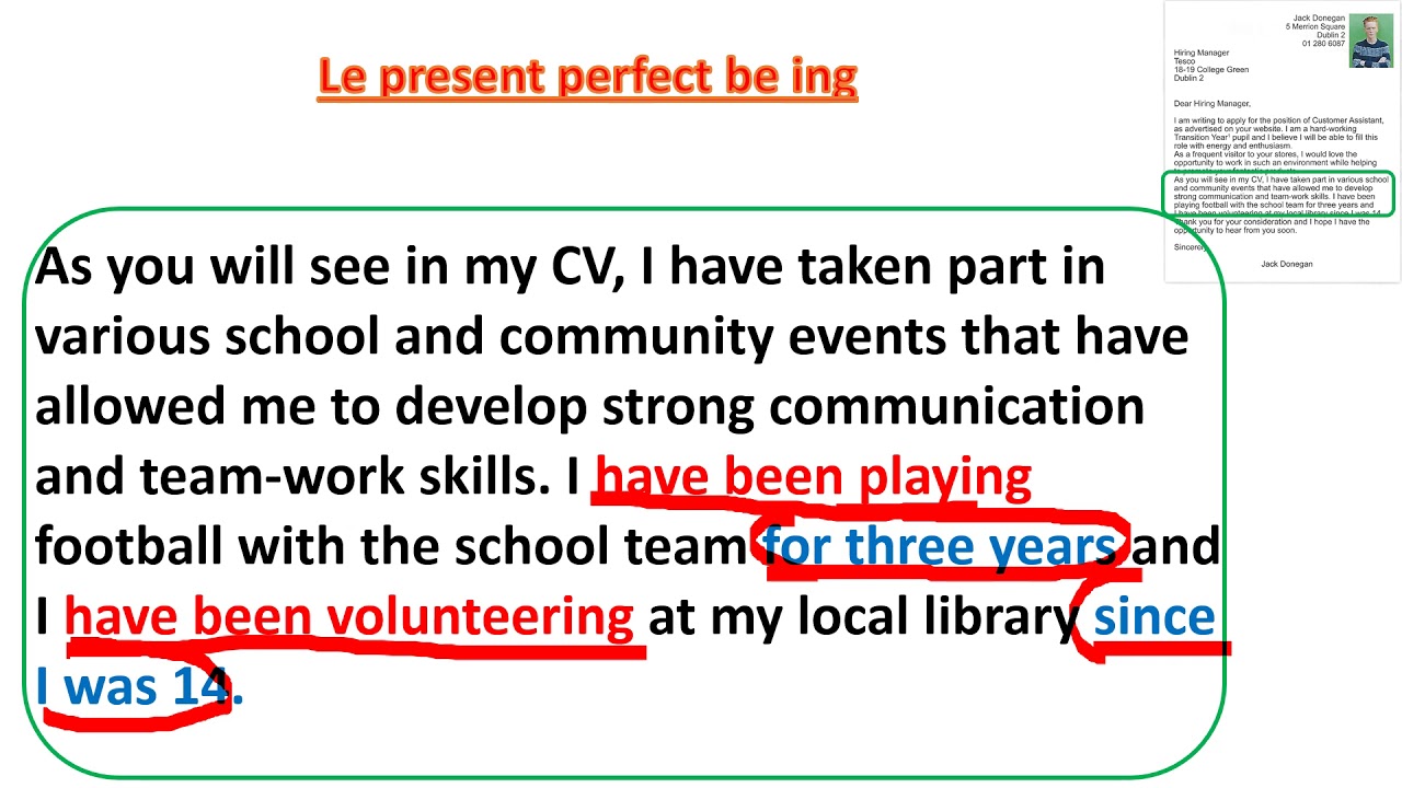 COVER LETTER PART 3 present perfect - YouTube