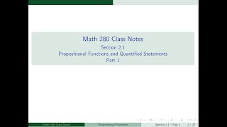 2.1 Propositional Functions and Quantified Statements Part 1