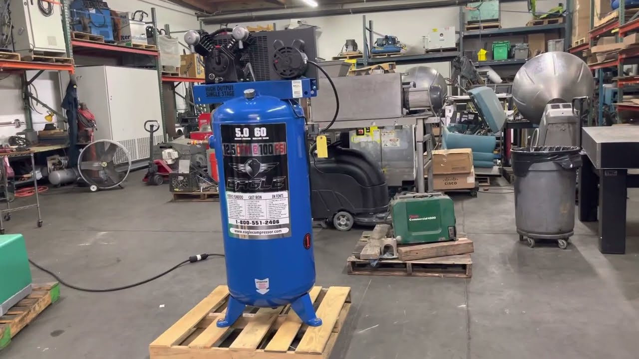 Eagle 5 HP Shop Piston Air Compressor 12.5 CFM with 60 Gallon Tank 220 VAC