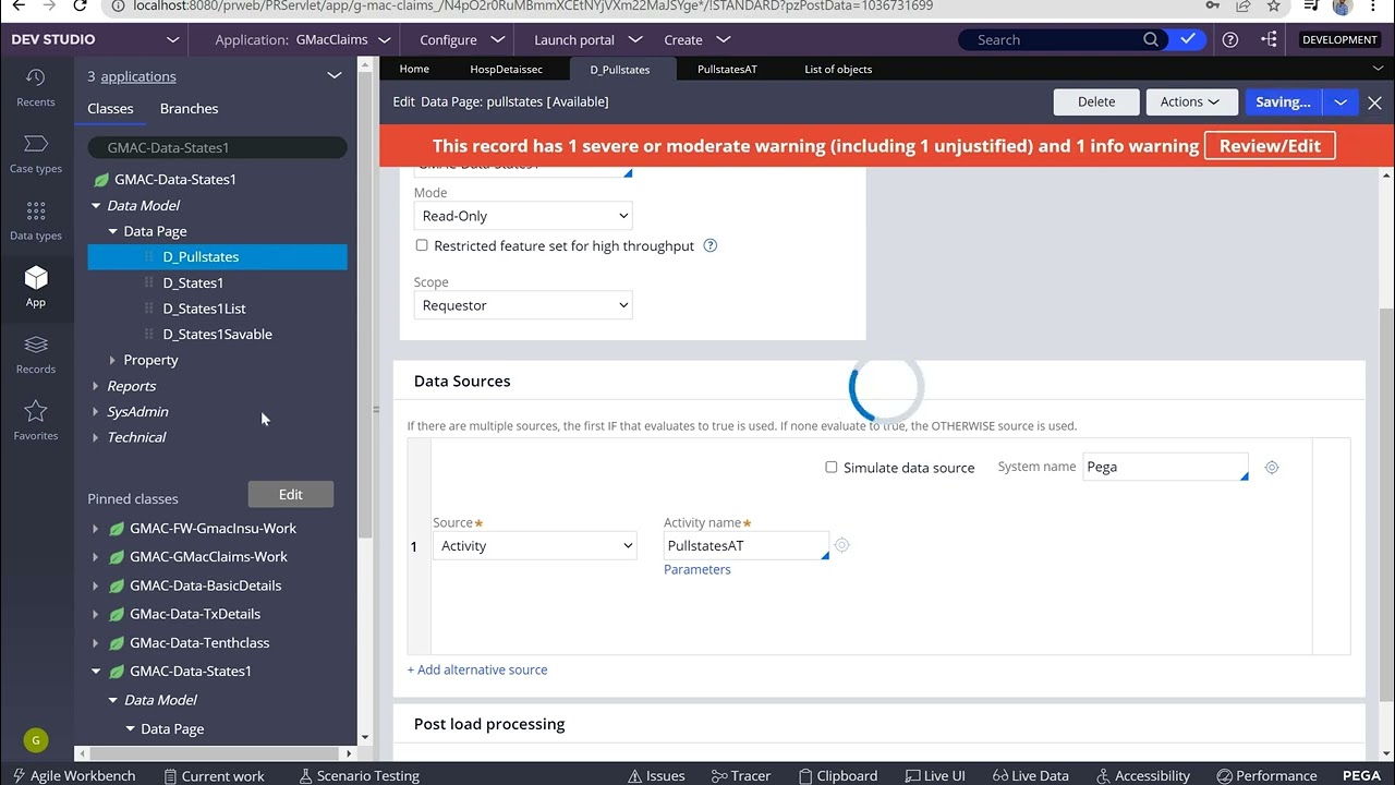 call activity using data page 
