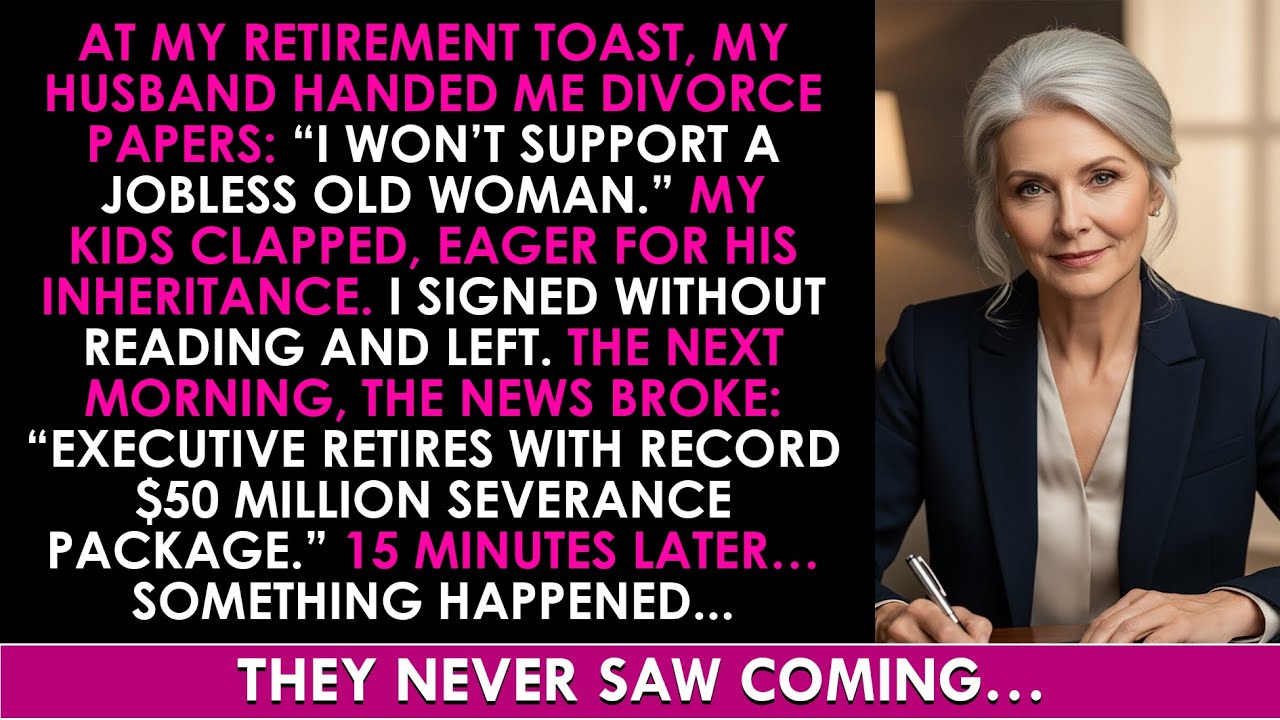 My Husband Served Divorce Papers at My Retirement Party — My Kids Clapped. Now They Beg Me Back