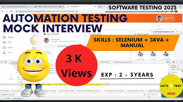 Automation Testing Mock Interview | Skills : Selenium + Java + Manual | Software Testing Zone