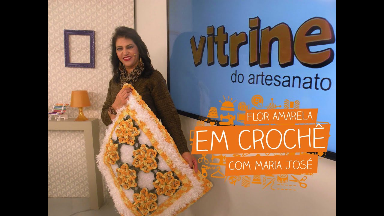 Flor Amarela em Croch u00ea com Maria José Vitrine do Loja Artesanato Rio De Janeiro ~ Flor Amarela em Croch u00ea com Maria José Vitrine do