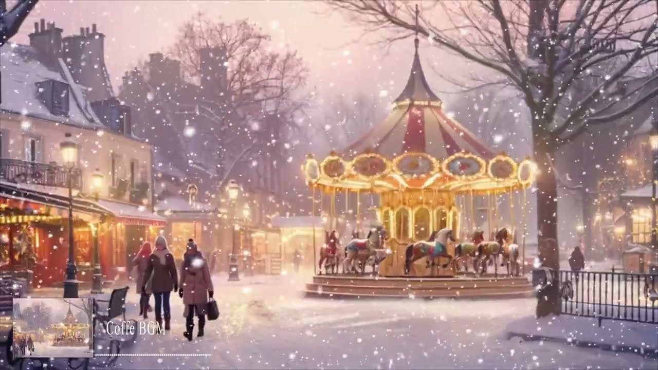 Snowy Paris Night ❄️ Winter Vintage Jazz by the Christmas Carousel | Romantic Jazz Music