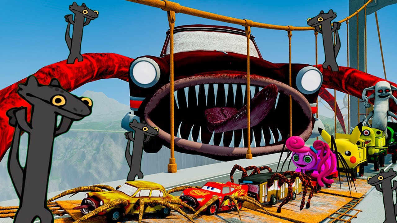 ALL MONSTERS Big & Small Cars vs Downhill Madness with Toothless ...
