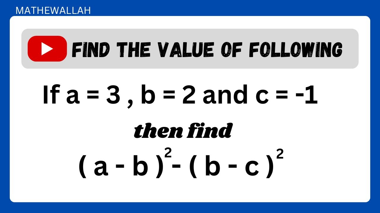 Basic Algebra | Chapter 07 Q: 02 Part 03 | Put The Values Get The ...