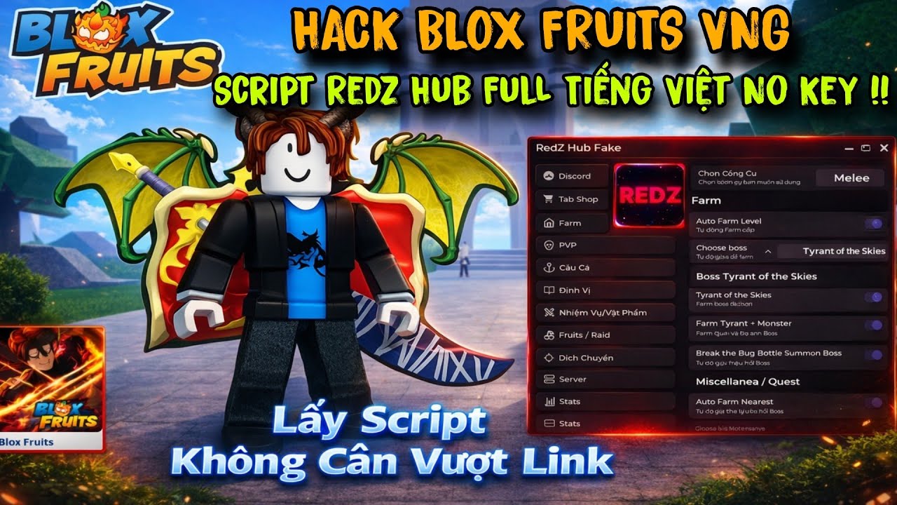 Cách Hack Blox Fruits Không Cần Vượt Link Script Redz Hub Tiếng Việt Full Chức Năng No Key !!