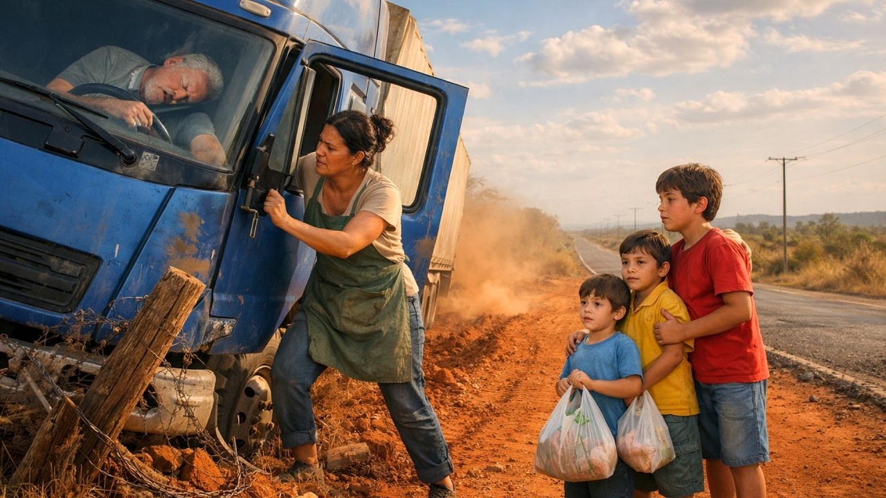 Camionero sufre en la carretera y es SALVO por viuda con 3 hijos… entonces hace esto…