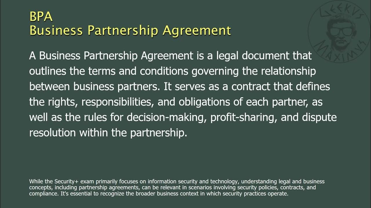 BPA Business Partnership Agreement YouTube