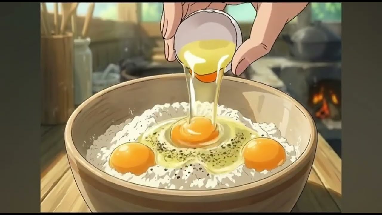 Living in a Home in mountain: Rainy Morning & Cooking Seafood Hot Pot  | Ghibli Animation