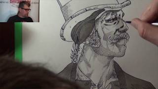 Daniel Day Lewis Bill the Butcher A Dredfunn India Ink Painting