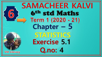 6th std maths term 1 new book  / chapter 5 - Statistics / Exercise 5.1 Q.no:4 / samacheer kalvi 2020