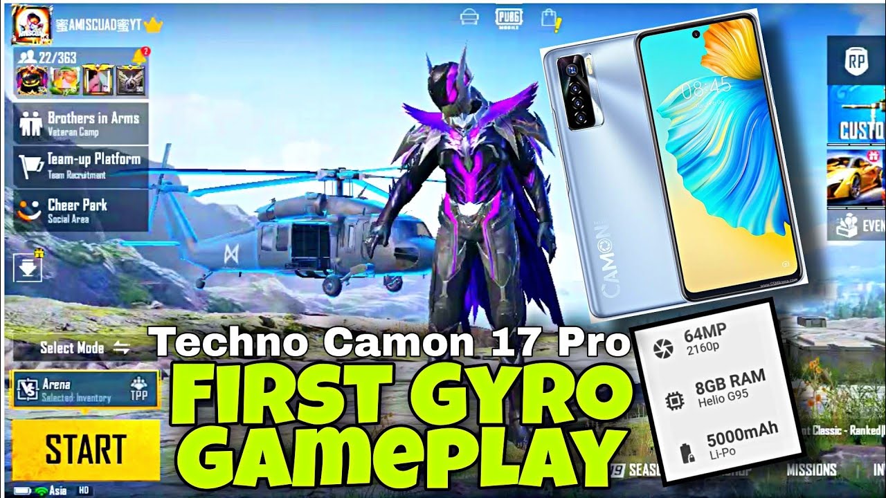 Tecno Camon 17pro pubg gameplay | pubg graphic and gyro sensitivity