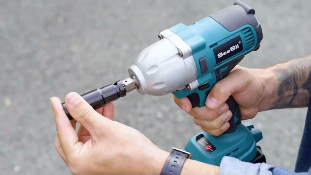 SEESII Cordless Electric Impact Wrench 1-2'' 900N-m Brushless 3300