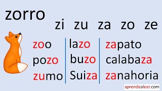 Silabas za ze zi zo zu para niños Silabas za ze zi zo zu para niños