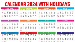 calendar 2024 with holidays | kalendar 2024 | hindu festival with holidays 2024 | 2024 ka calendar