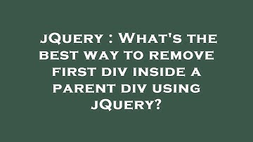 jQuery : What
