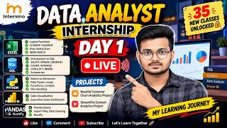 🔴 LIVE | Day 1 Data Analyst Internship | Excel + SQL + Python + Power BI | Internmo