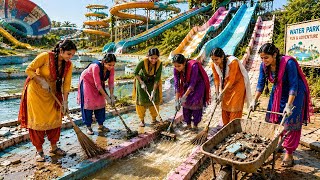6 Village Girls Restore World's Biggest Water Park | Abandoned Waterpark Restoration | #waterpark screenshot 5